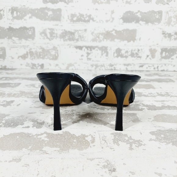 New Vince Camuto Brelanie Black Woven Leather Square Toe Heeled Sandals X233 - Picture 7 of 13